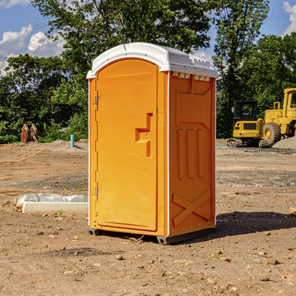 how often are the portable restrooms cleaned and serviced during a rental period in Lee OH